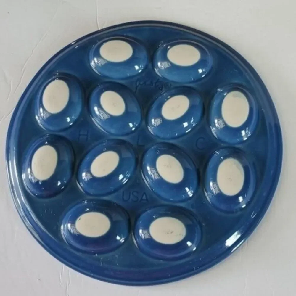 Festaware Fiesta 12 Deviled Egg Plater Plate Tray Blue Lapis Ceramic